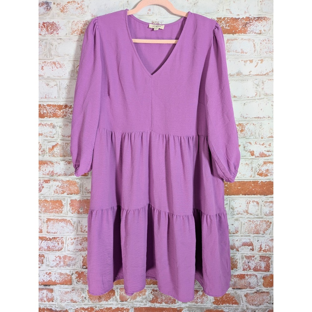 Umgee Dress Womens Small Purple Babydoll Tiered Boho Feminine